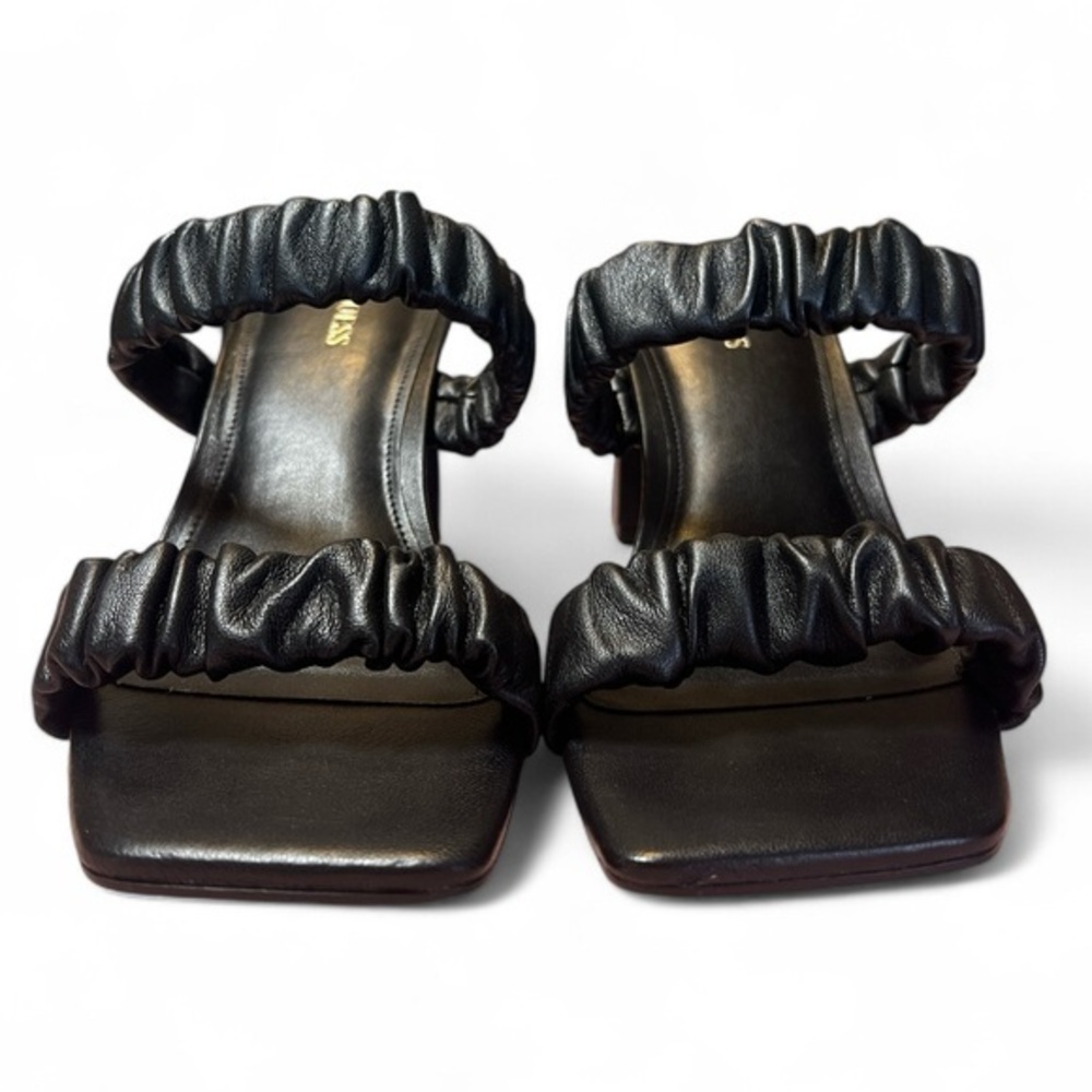 Guess Women 8.5 M Black Aindrea Black Shirred 2.75" Block Heel Slip‎ On Mules - Picture 3 of 9
